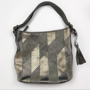 GAL Vegan Pebbled Leather Snakeskin Patchwork Bag